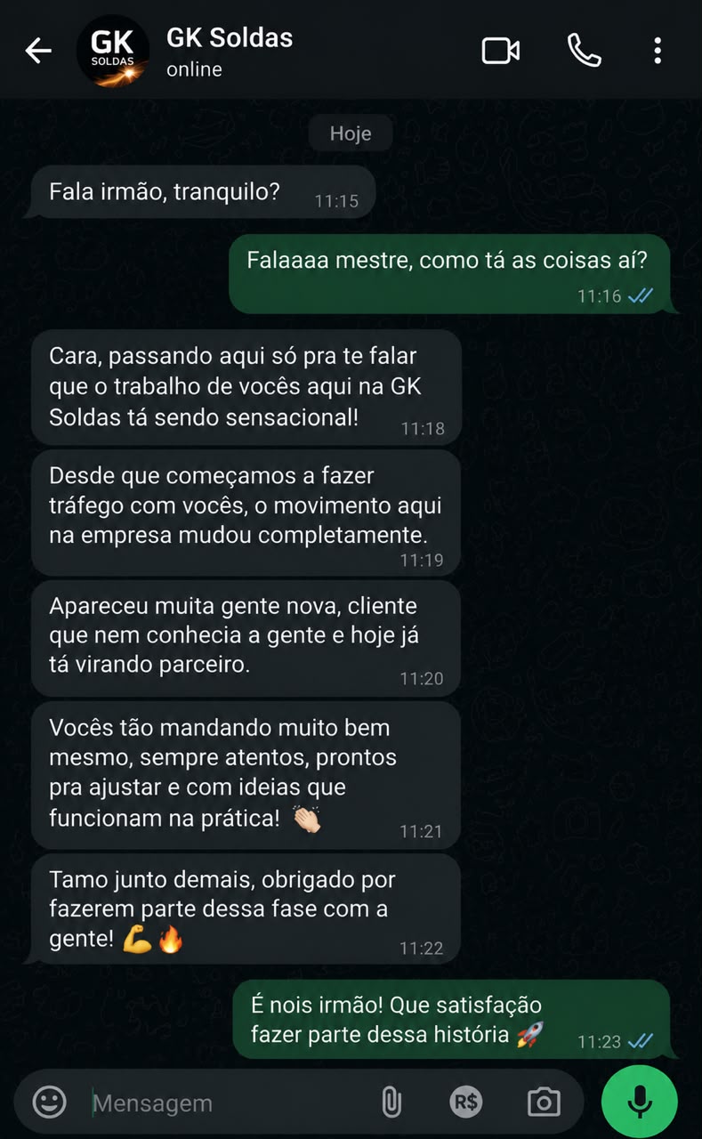 Feedback real de GK Soldas, indústria, sobre os resultados das campanhas